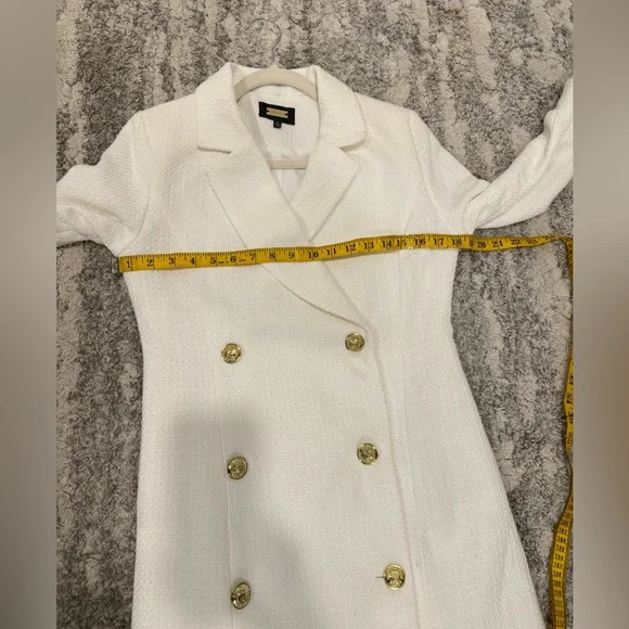 TRENDY LONG SLEEVE DOUBLE
BREASTED BLAZER MINI
DRESS - WHITE - Picture 13 of 17